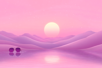Serene Pink Desert Sunset with Sunglasses