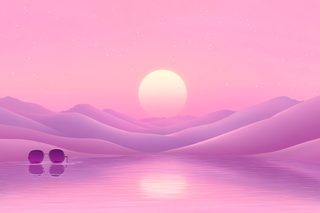 Serene Pink Desert Sunset with Sunglasses