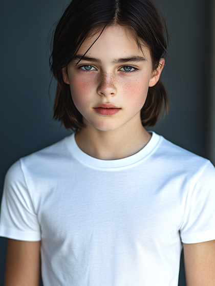 Serene Portrait Of A Young Person With Freckles