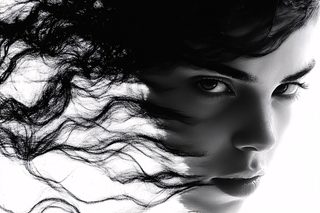Serene Portrait with Dynamic Hair
