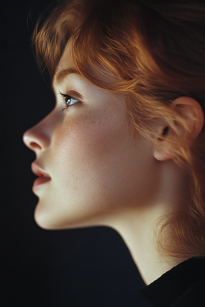 Serene Profile of a Redhead Woman