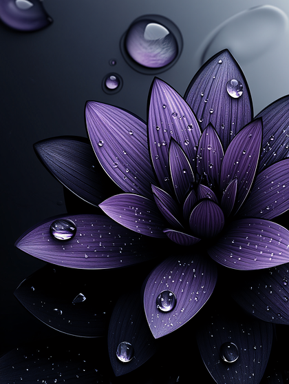 Serene Purple Lotus with Water Droplets