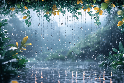 Serene Raindrops Scene
