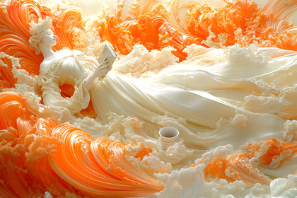 Serene Reader in an Abstract Dreamscape