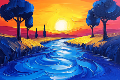Serene River at Sunset
