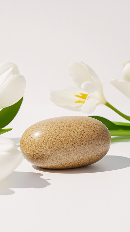 Serene Stone and Tulips
