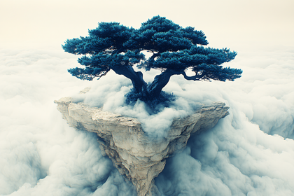 Serene Tree On Cliff Island