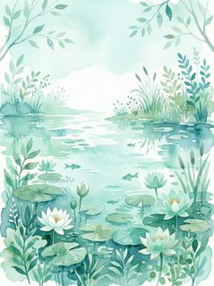 watercolor lotus pond