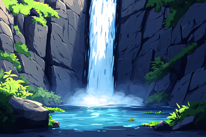 Serene Waterfall in Rocky Gorge