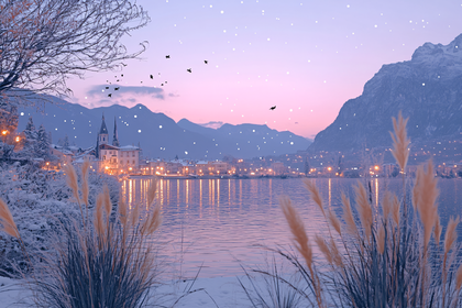Serene Winter Lake at Dusk