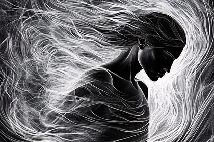 Serene Woman in Abstract Flow