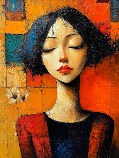 Serene Woman in Artistic Style