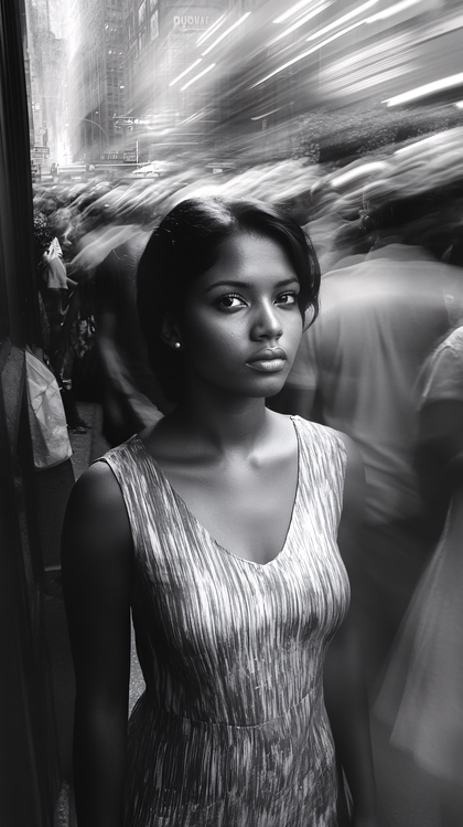 Serene Woman In City Blur