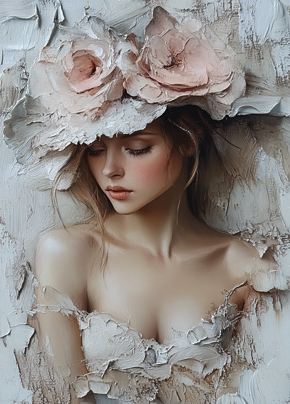 Serene Woman In Floral Hat