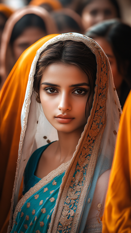 Serene Woman In Traditional Saree