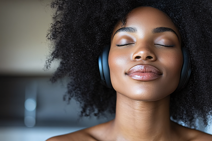 Serene Woman Listening to Music