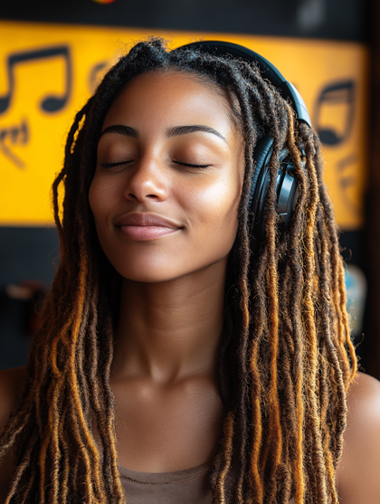 Serene Woman Listening to Music