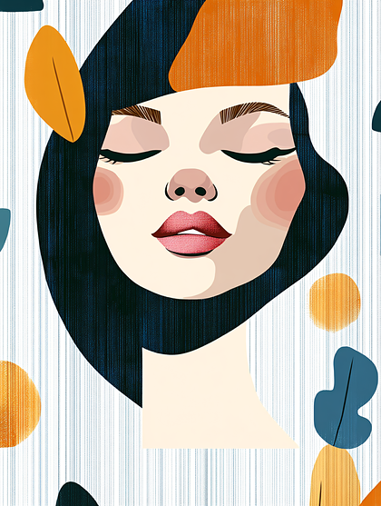 Serene Woman Portrait with Abstract Shapes