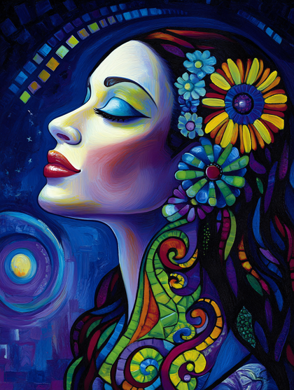 Serene Woman with Floral Adornment