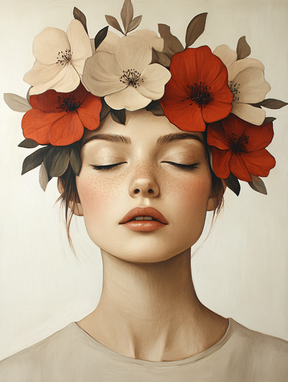 Serene Woman with Floral Crown