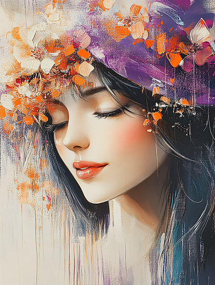 Serene Woman with Floral Crown