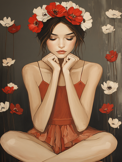 Serene Woman with Floral Crown
