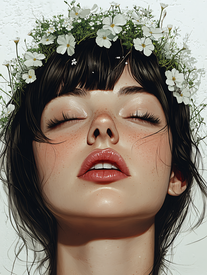 Serene Woman with Floral Crown