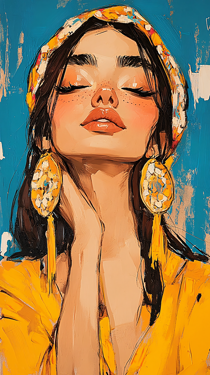 Serene Woman with Golden Earrings