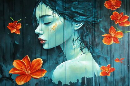 Serene Woman with Orange Flowers