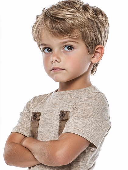 Serious Young Boy With Arms Crossed