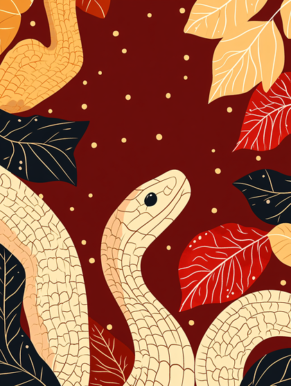 Serpent Amongst Autumn Leaves