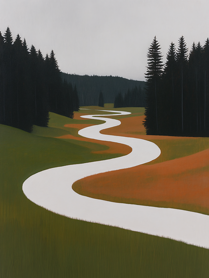 Serpentine River Through Forested Landscape