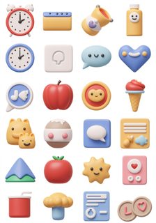 cute 3d icon set
