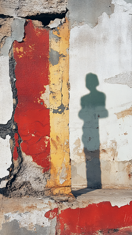 Shadow Of A Person On Weathered Wall