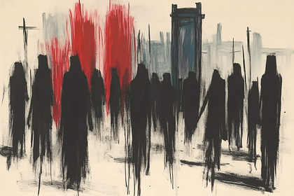 Shadowy Figures in Urban Landscape
