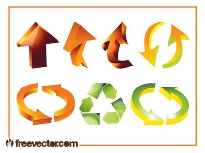 Shiny 3D Arrows Set Free Vector