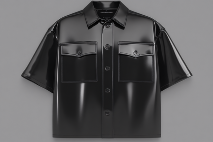 Shiny Black Short Sleeve Shirt