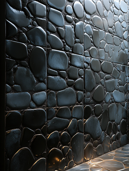 Shiny Black Stone Tile Wall