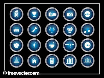 Shiny Round Icons Set Free Vector