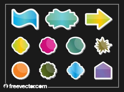 Shiny Sticker Set Free Vector