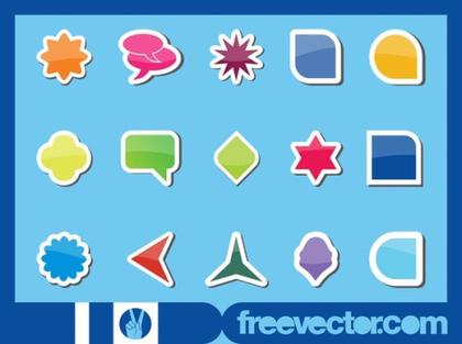 Shiny Stickers Set Free Vector