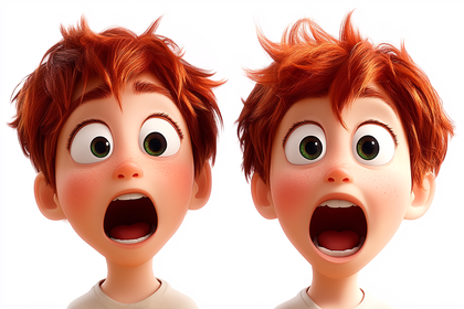 Shocked Boy Cartoon Duo