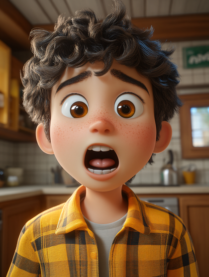 Shocked Boy With Curly Hair
