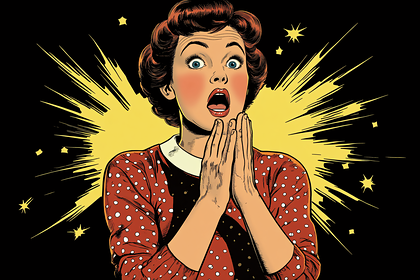 Shocked Woman with Burst Background