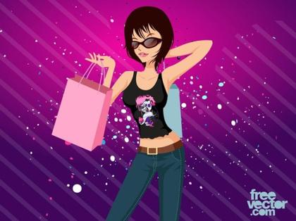Shopping Girl Free Vector