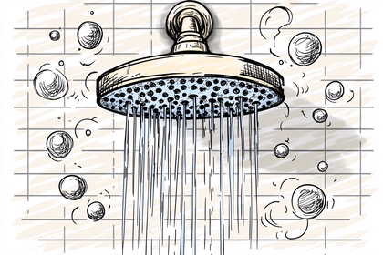 Shower Head and Bubbles Illustration