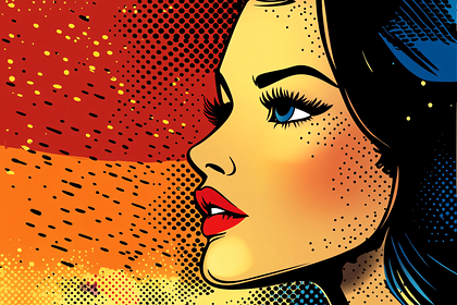 Side Profile of Woman in Pop Art Style