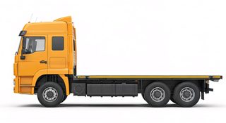 yellow flatbed truck
