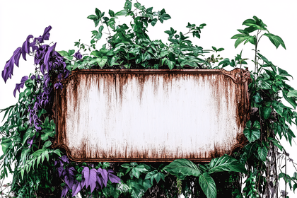 Signboard Adorned with Lush Foliage