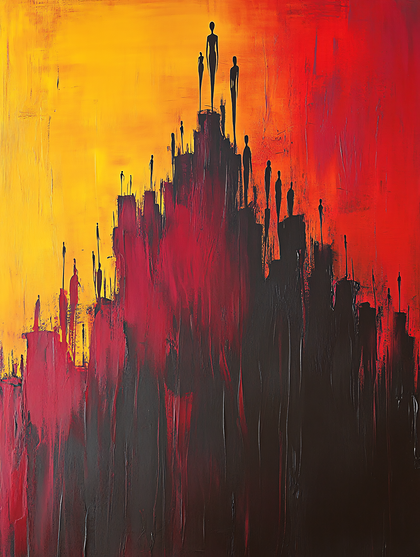 Silhouette Cityscape in Fiery Hues